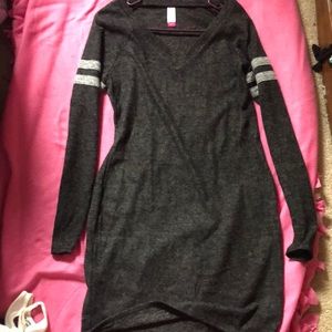 Black and grey long sleeve sweater dress
